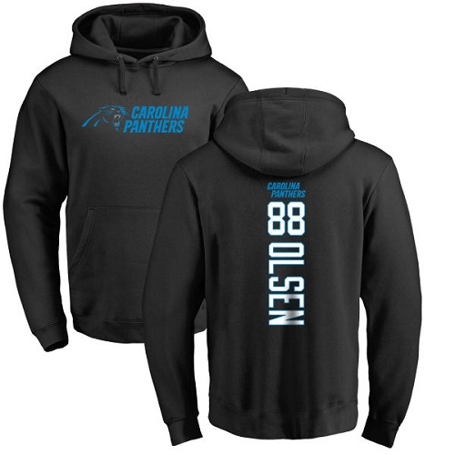 Carolina Panthers Men Black Greg Olsen Backer NFL Football #88 Pullover Hoodie Sweatshirts->nfl t-shirts->Sports Accessory